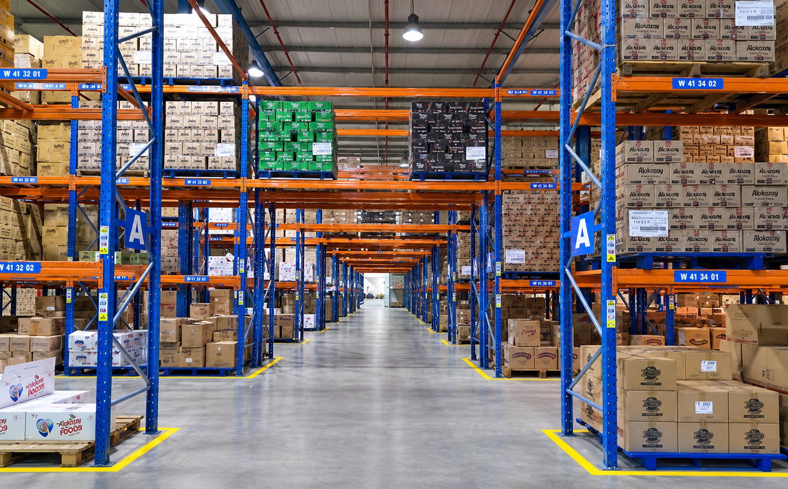 Racked stock in the warehouse